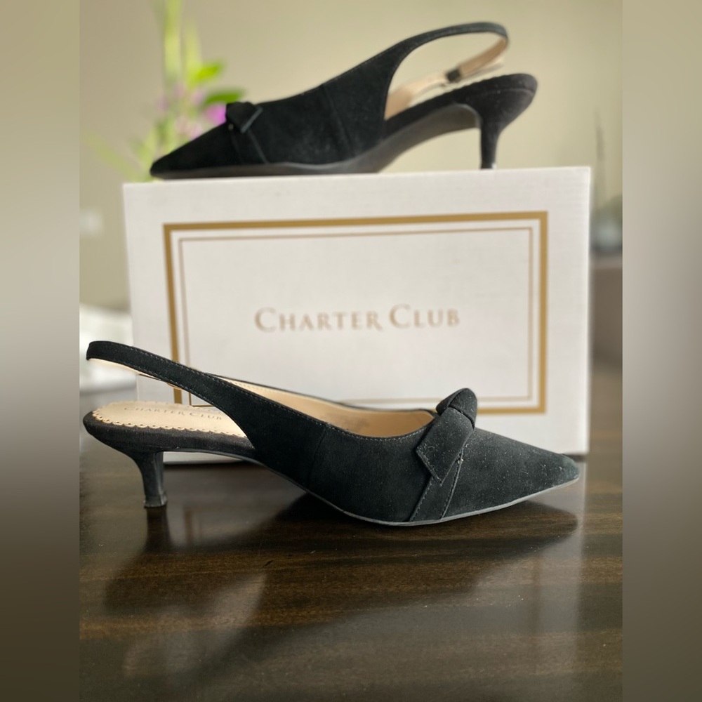 Charter Club Giavanna Suede Kitten Slingback Heels.  Size 6.5 M